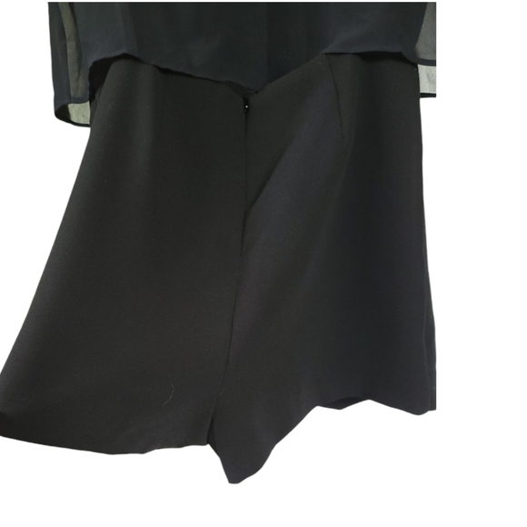 BCBGENERATION Sz 6 Mini Romper Skort Layered Open Back Sheer Black - Picture 3 of 13
